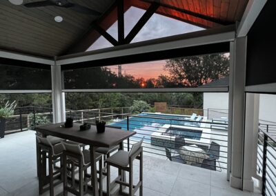 Black Exterior Solar Shades By Pool